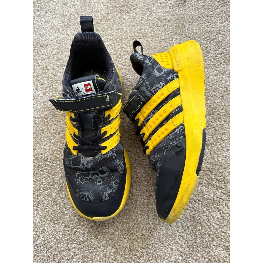 LEGO X Adidas Black Yellow‎ Athletic Shoes Velcro Size 2 1/2